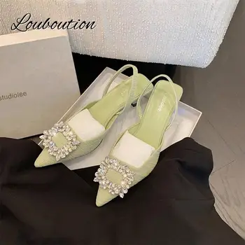 Moda za ženske v visokih petah 2022 poletje luksuzne tkanine konicami prstov stiletto dame sandale elegantno banket formalno ženski čevlji