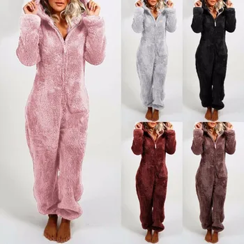 2020 Novo Pižamo Nightgown Ženske Zimske Sleepwear Dolge Rokave Plus Plišastih Debele Plišastih Jumpsuit Hooded Homewear Pižamo Oblačilih