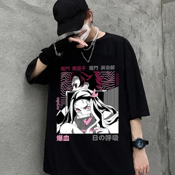 Hip Hop Ulične Demon Slayer Anime T-shirt Oversize Žensk Vrhovi Grafični Srčkan 2022 Trendy Kimetsu Ne Yaiba Cute Anime Tees